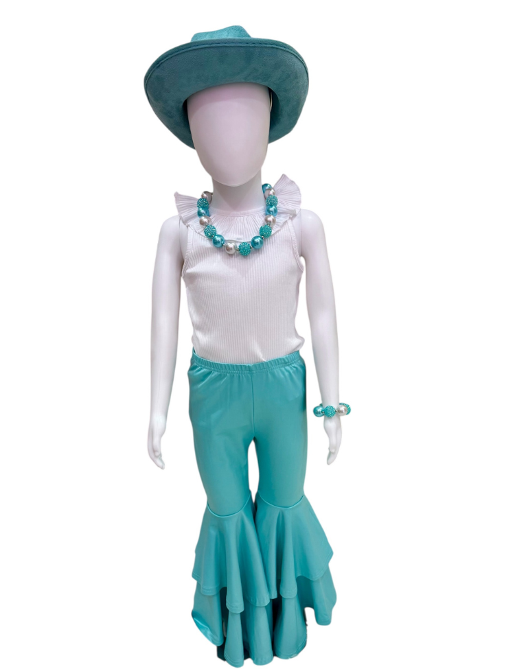 Turquoise Bell Bottom Pants